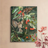 Sparrows in a Cherry Tree av Bruno Liljefors som canvastavla från Historly – bild 2