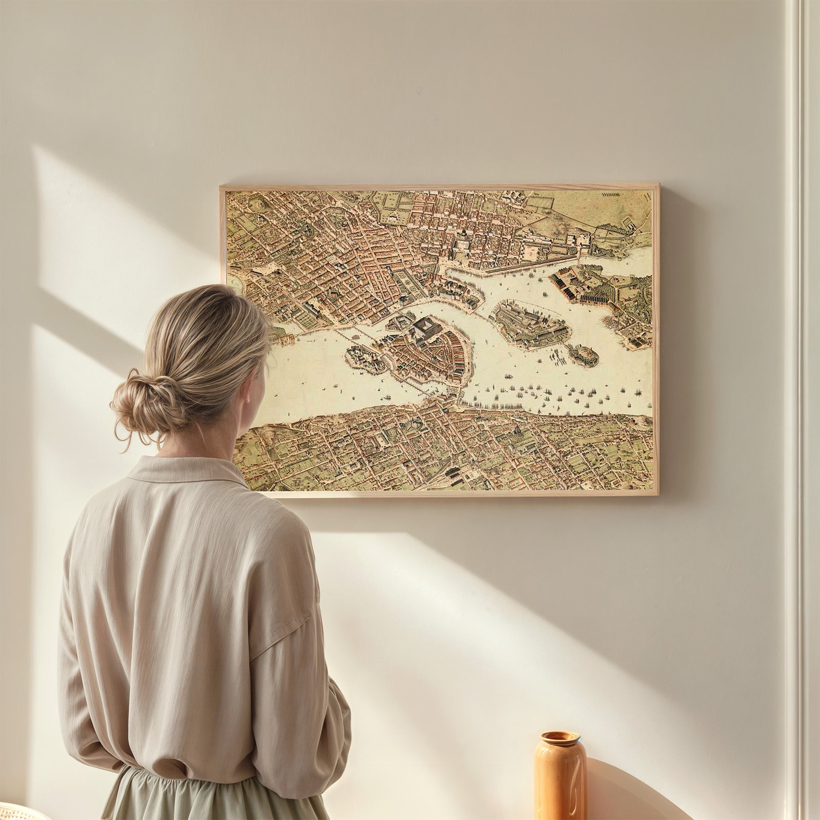 Stockholm 1870 som väggkonst i inspirerande inredningsmiljö