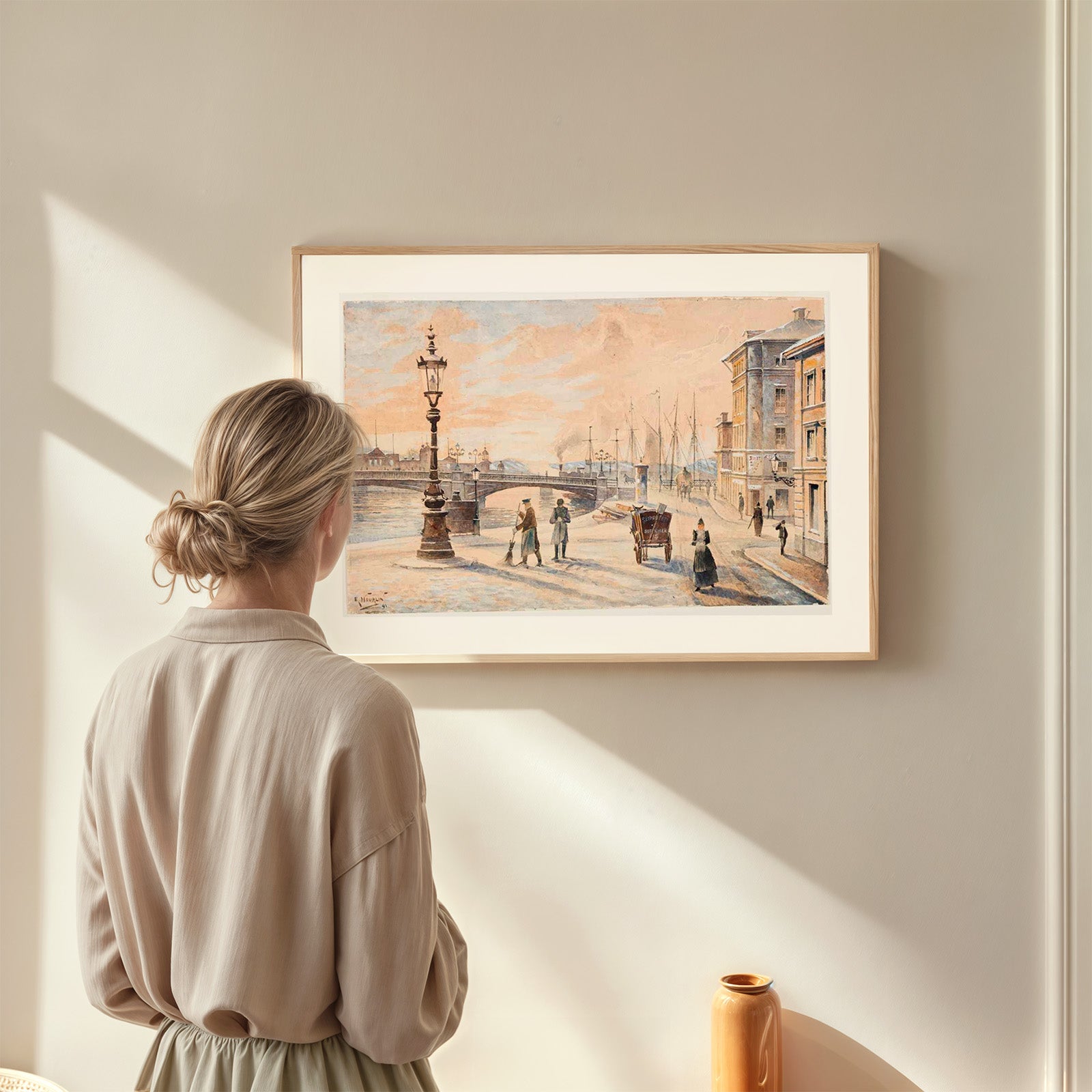 Vasabron and Strömbadet 1891 as wall art in an inspiring interior setting