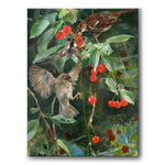 Sparrows in a Cherry Tree av Bruno Liljefors som canvastavla från Historly – bild 1