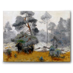 Moose Family Entering a Clearing av Bruno Liljefors som canvastavla från Historly – bild 1