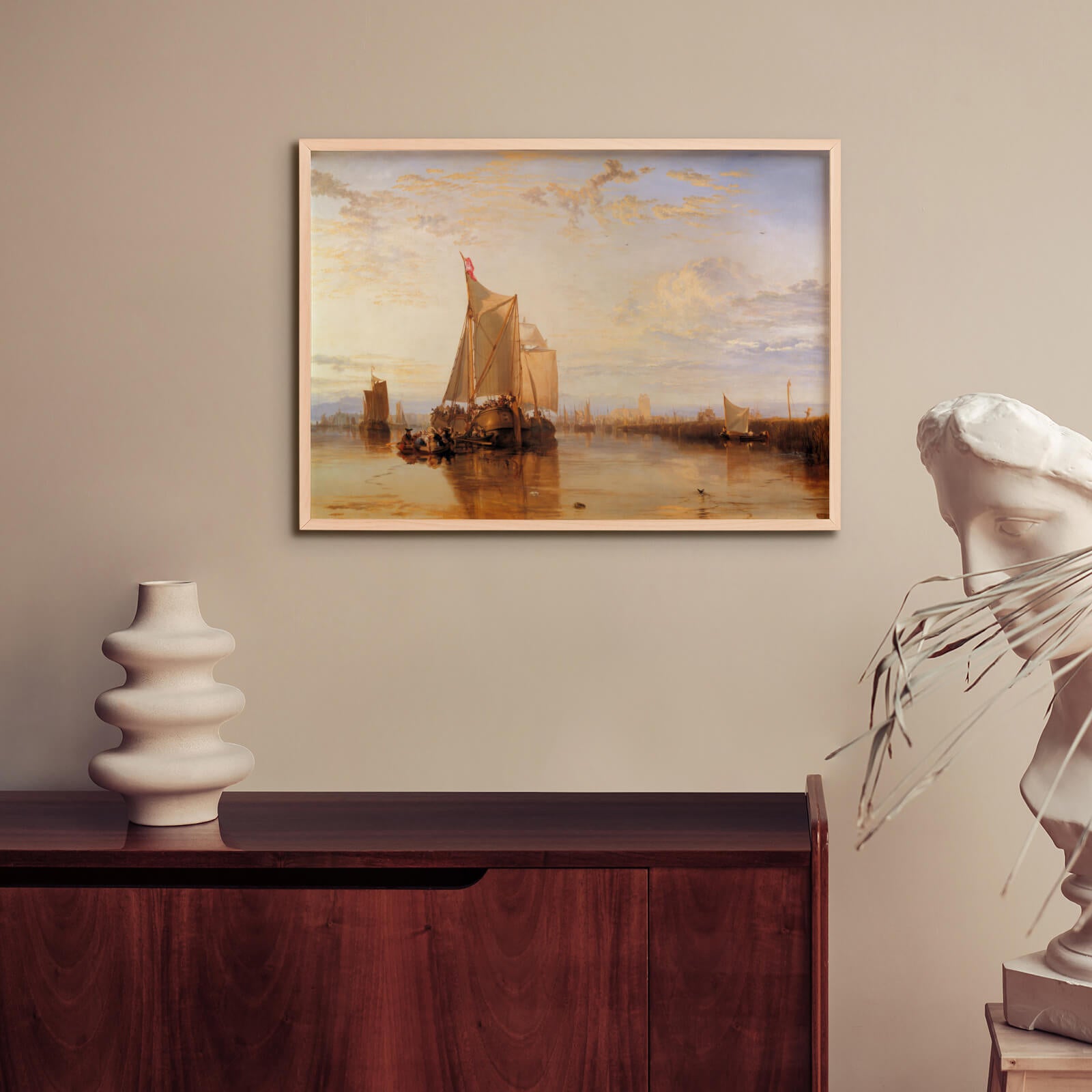 The Dort Packet-Boat from Rotterdam Becalmed av William Turner som väggkonst i inspirerande inredningsmiljö