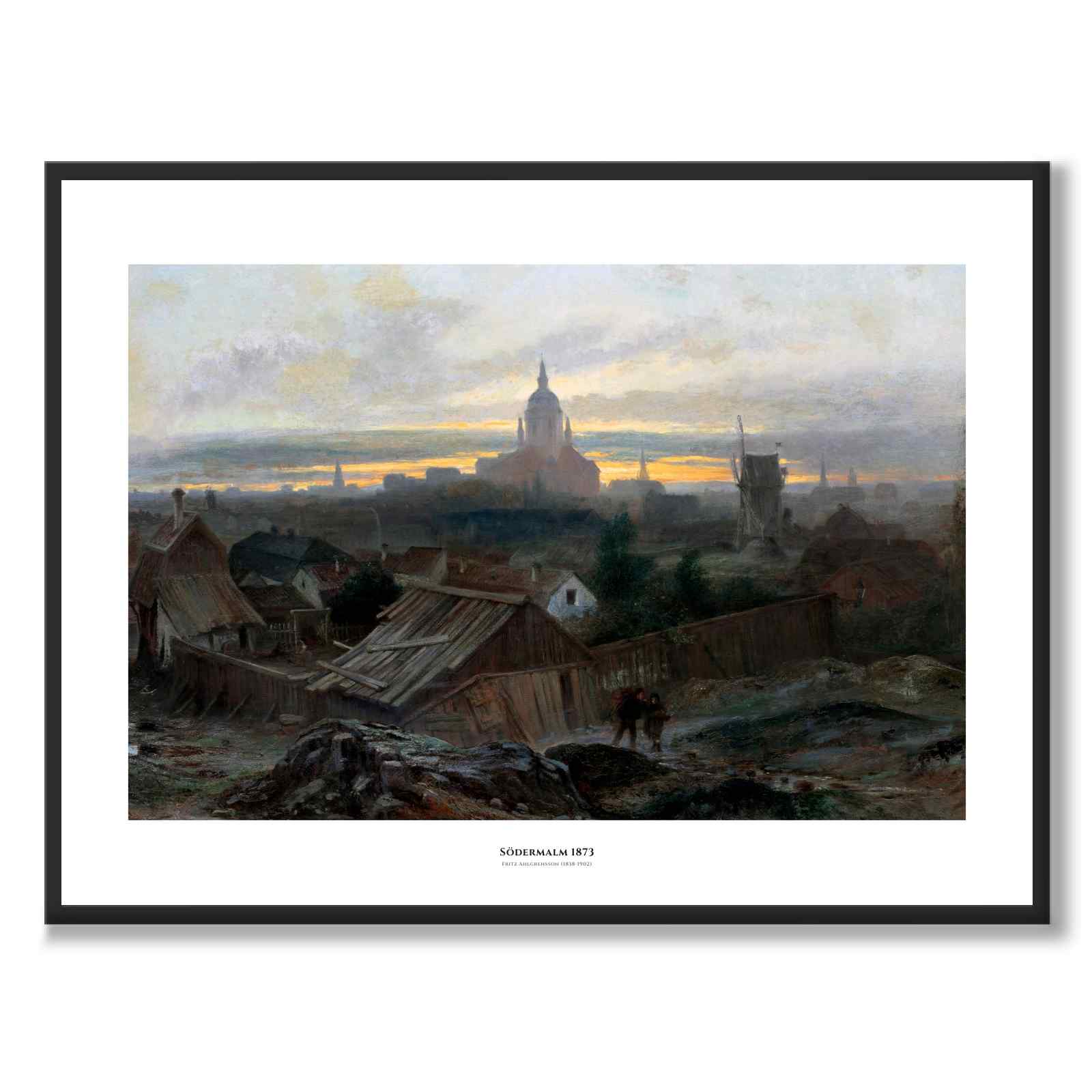 Södermalm 1873 som historisk Stockholmsposter från Historly – med vit kant och titel
