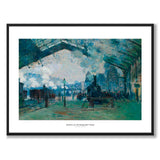 Arrival of the Normandy Train av Claude Monet som konstposter från Historly – med vit kant och titel