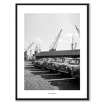 Oslo Harbour 1955 som historiskt fotografi och poster från Historly – med vit kant och titel