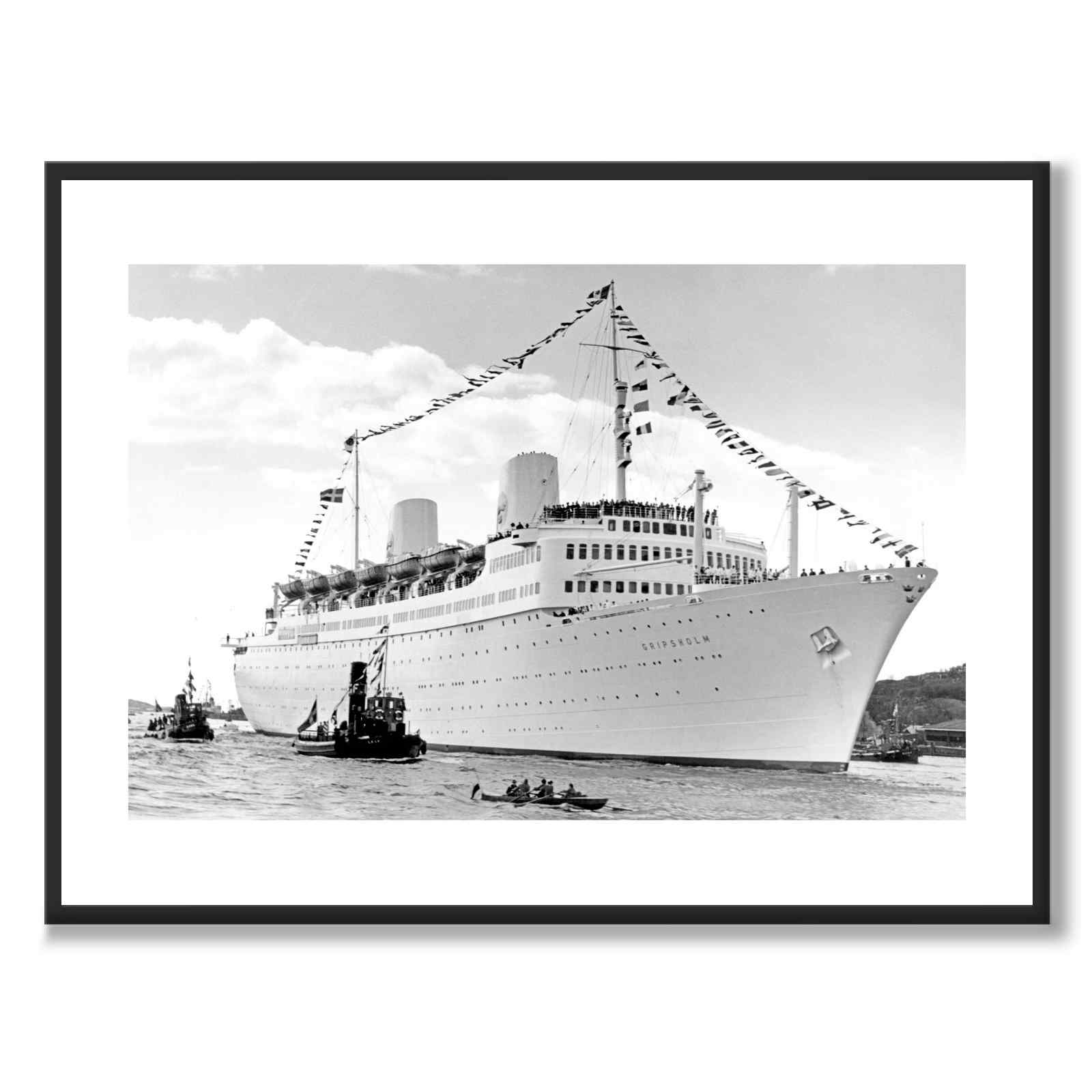 M/S Gripsholm som historisk Göteborgsposter från Historly – med vit kant utan titel