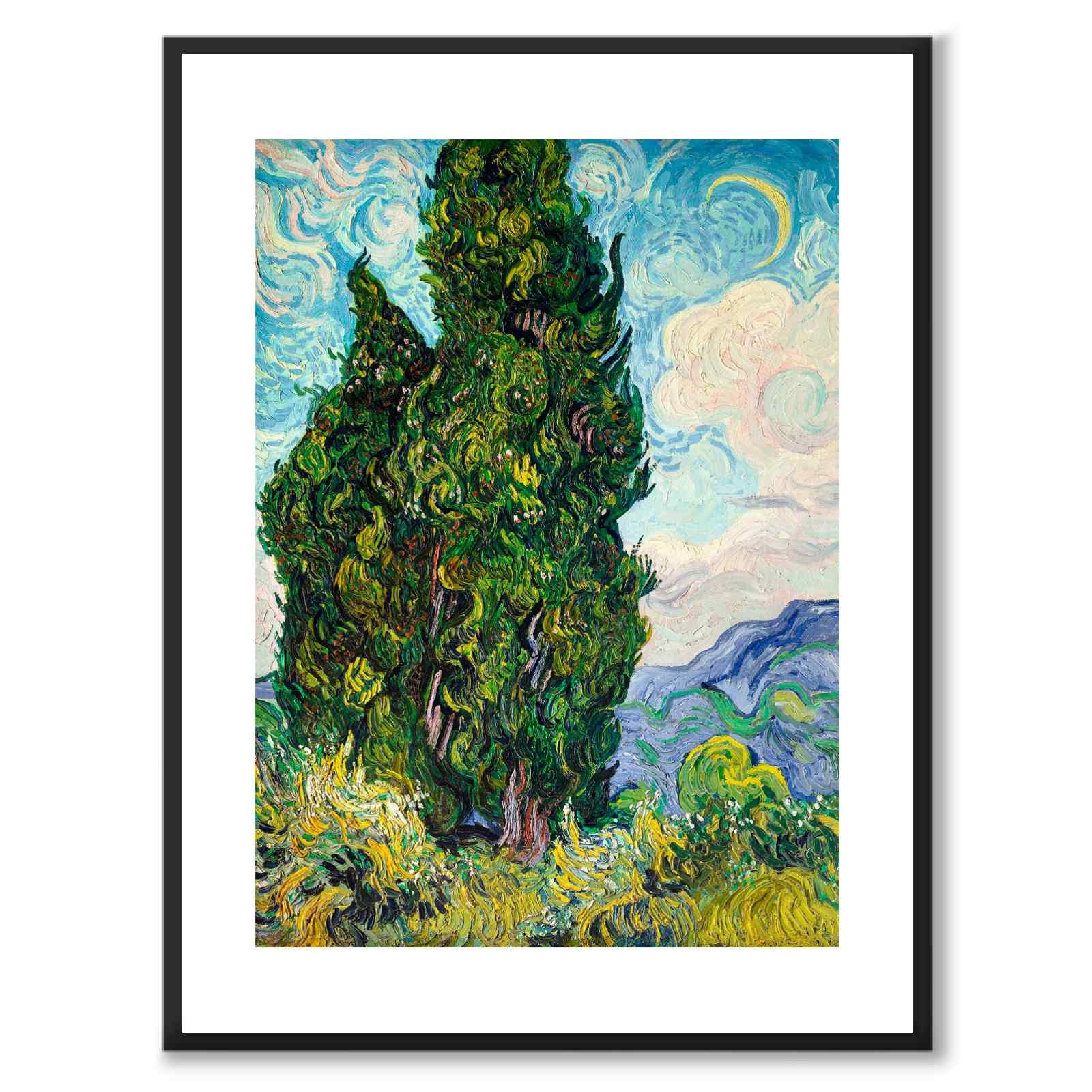 Cypresses som konstposter från Historly – med vit kant utan titel
