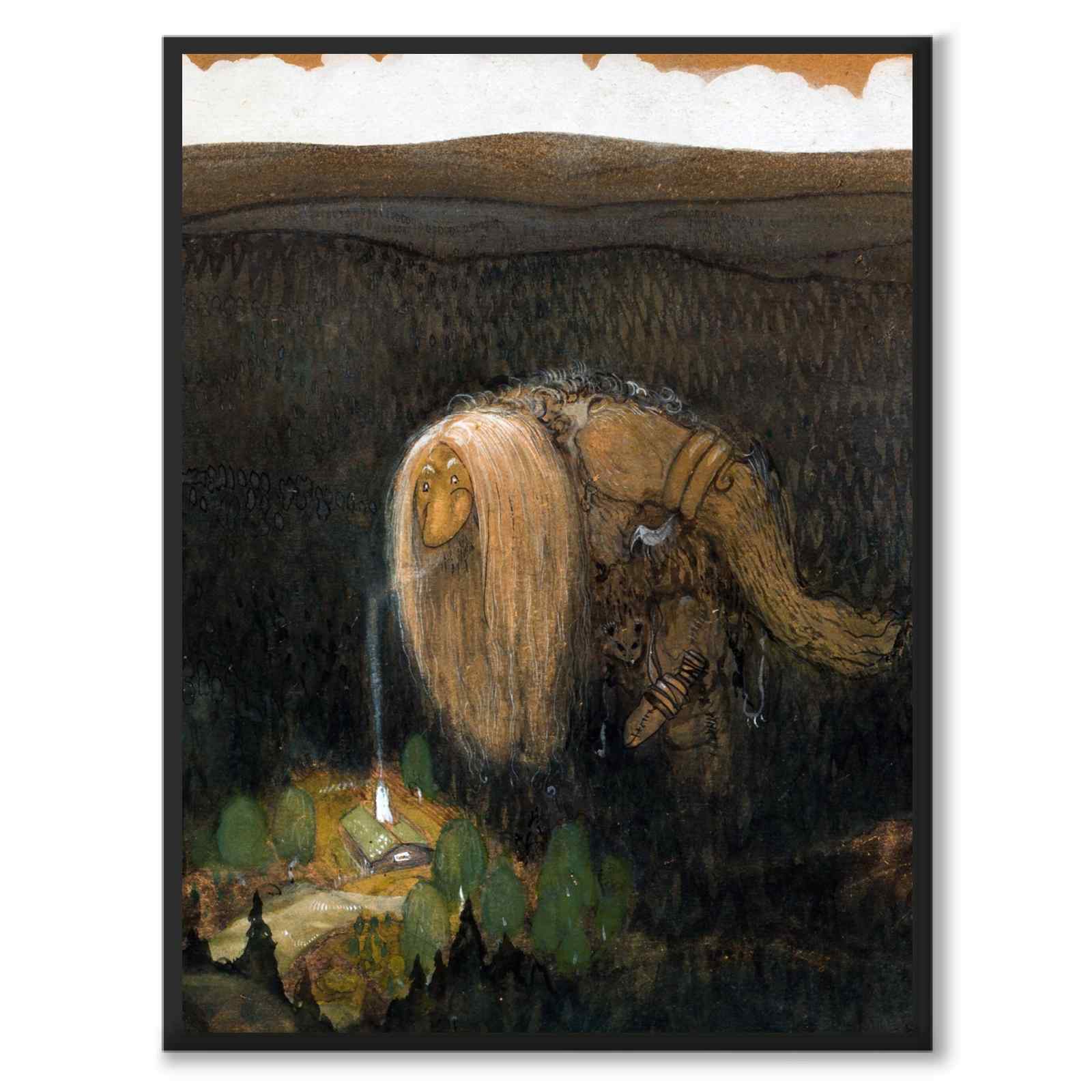 Ett Skogstroll av John Bauer som poster med nordisk mytologi och folktro från Historly – helbild utan vit kant