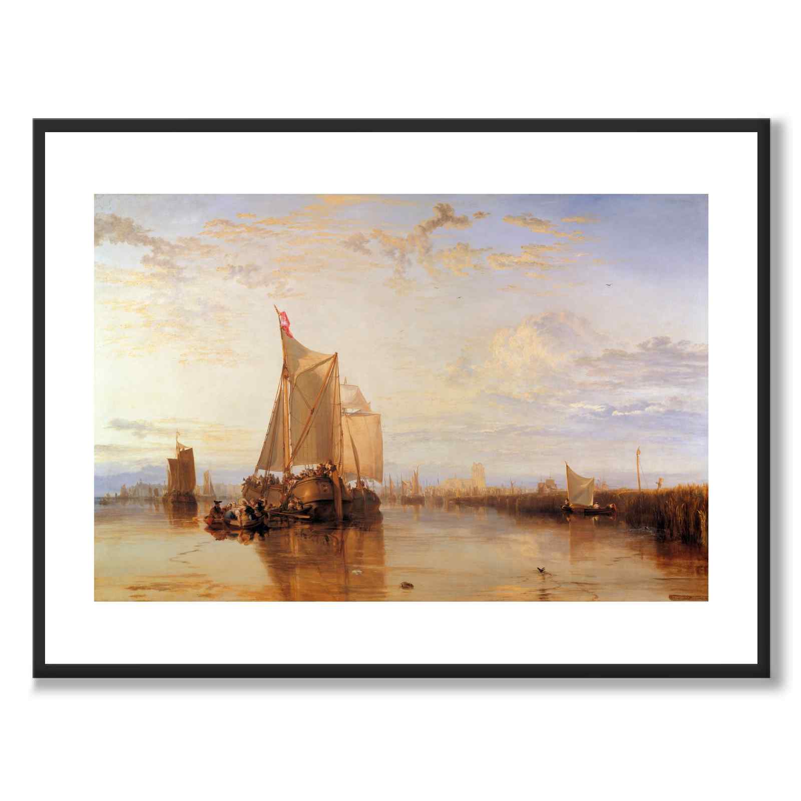 The Dort Packet-Boat from Rotterdam Becalmed av William Turner som konstposter från Historly – med vit kant utan titel