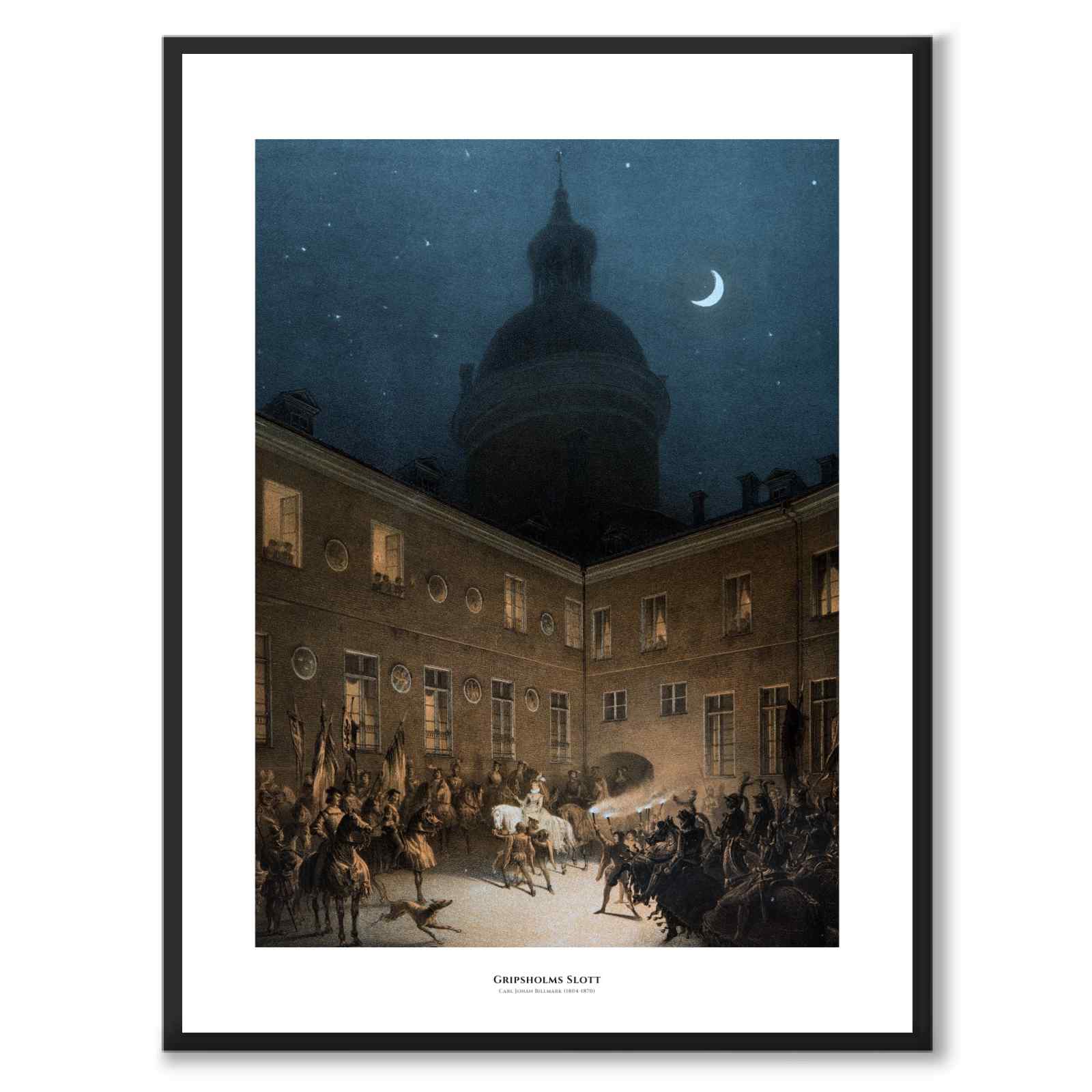 Gripsholms Slott som historisk Stockholmsposter från Historly – med vit kant och titel