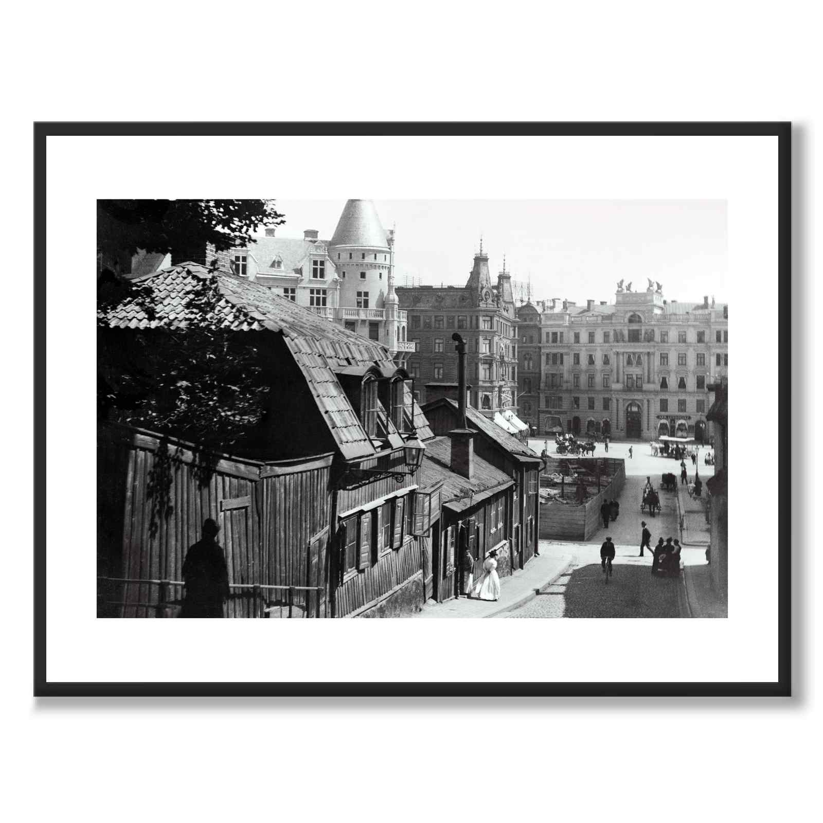 Lutternsgatan 1905 som historisk Stockholmsposter från Historly – med vit kant utan titel