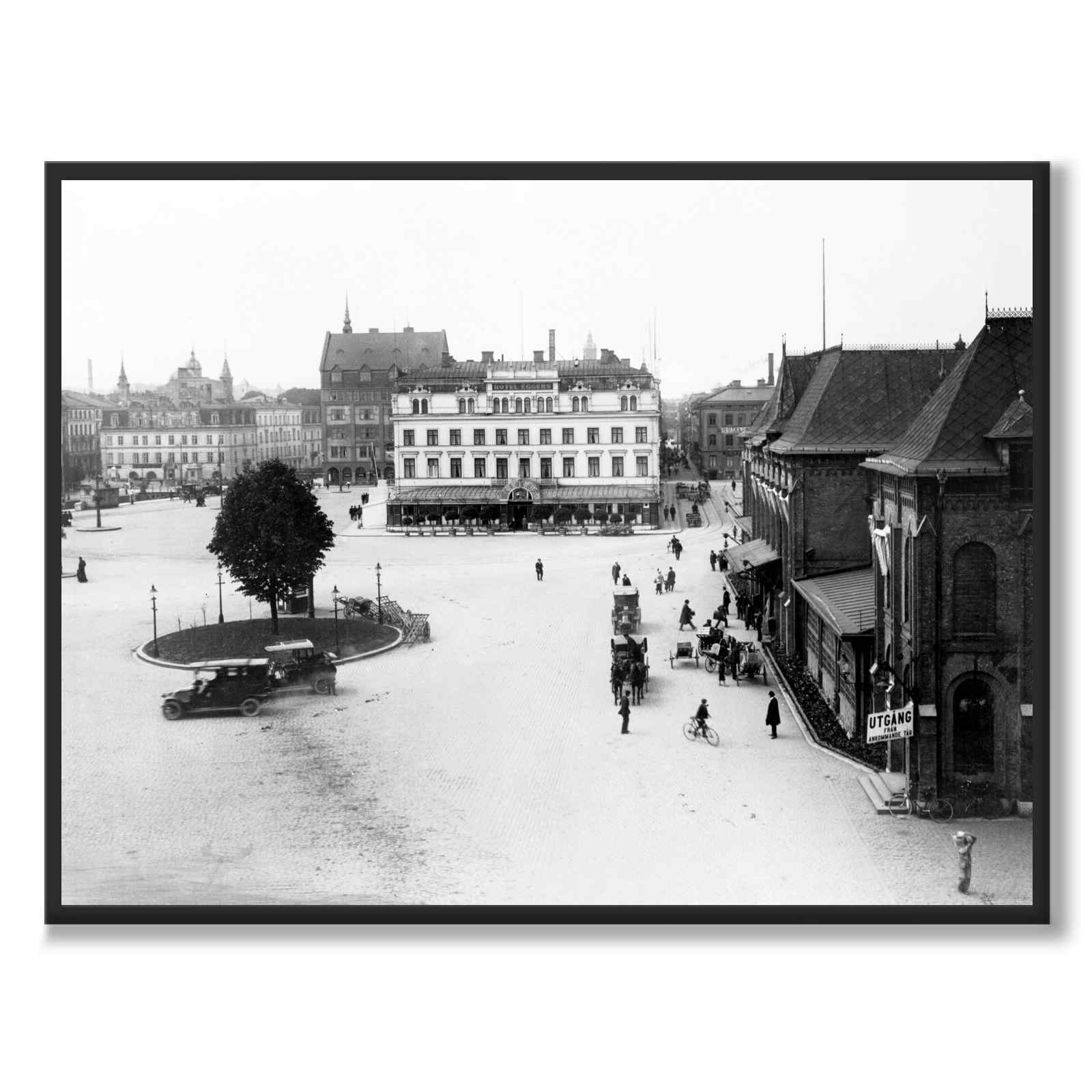 Drottningtorget 1916 som historisk Göteborgsposter från Historly – helbild utan vit kant