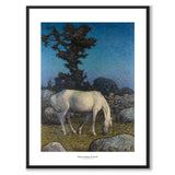 White Horse at Dusk av Nils Kreuger som konstposter från Historly – med vit kant och titel
