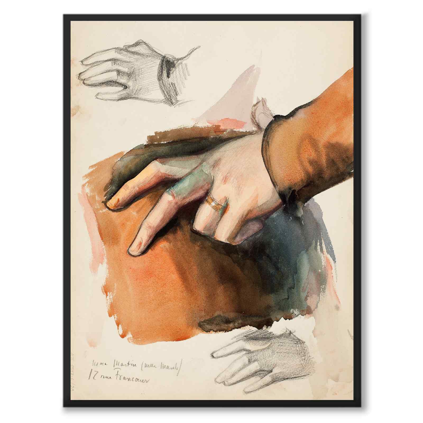 Detaljstudie av en Hand av Albert Edelfelt som konstposter från Historly – helbild utan vit kant