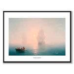 Sailing in Shimmer som konstposter från Historly – med vit kant och titel