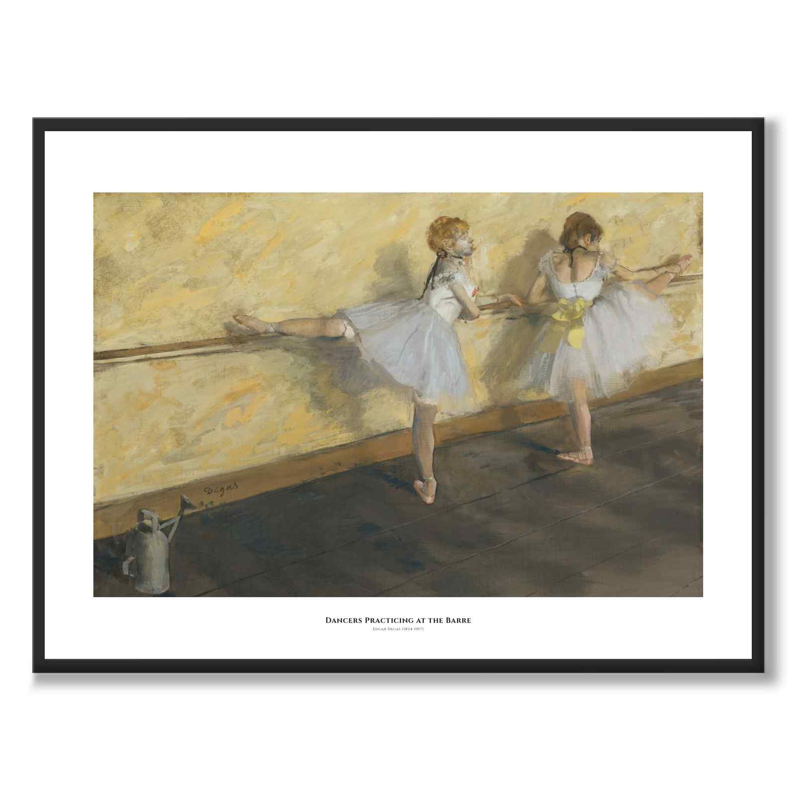 Dancers Practicing at the Barre av Edgar Degas som konstposter från Historly – med vit kant och titel
