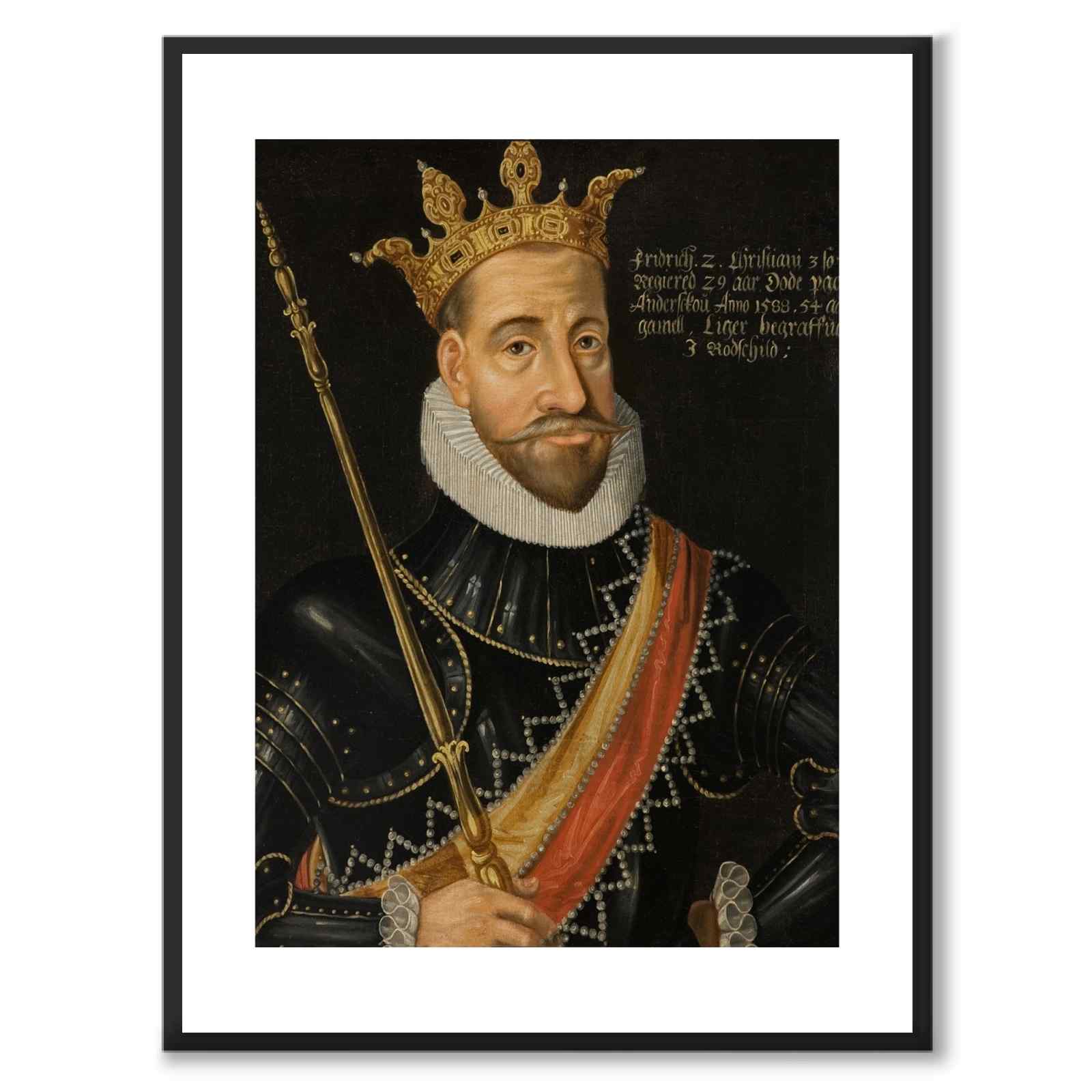 Fredrik II som konstposter från Historly – med vit kant utan titel