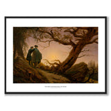 Two Men Contemplating the Moon som konstposter från Historly – med vit kant och titel