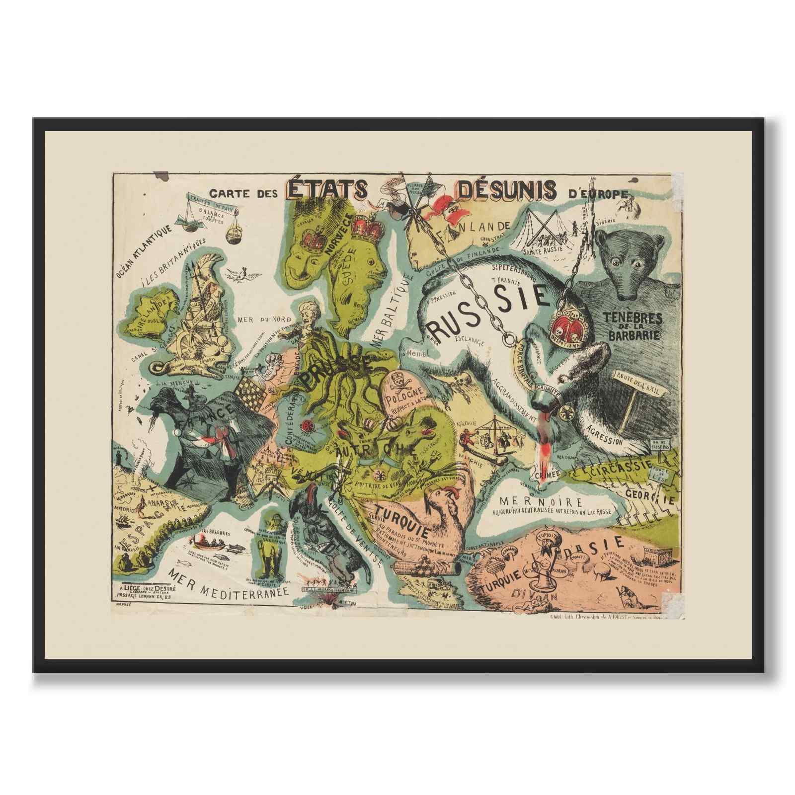Carte des États Désunis som historisk karta och poster från Historly – helbild utan vit kant