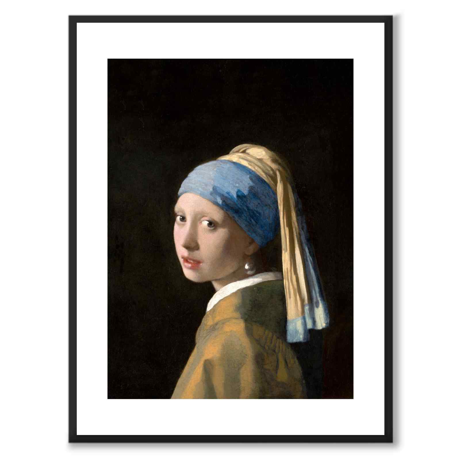 Girl with a Pearl Earring as an art poster from Historly – with white border without title