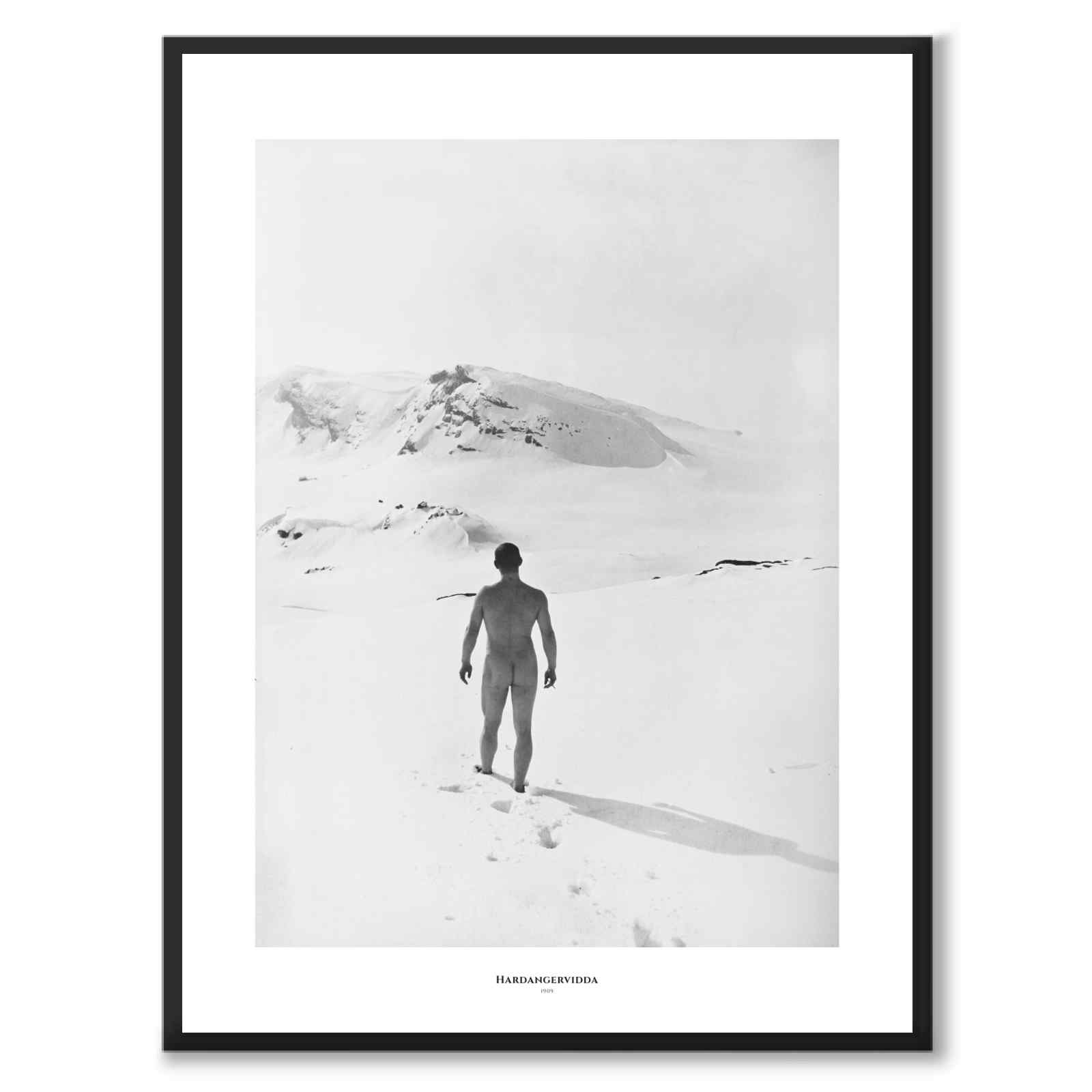 Hardangervidda 1909 som historiskt fotografi och poster från Historly – med vit kant och titel