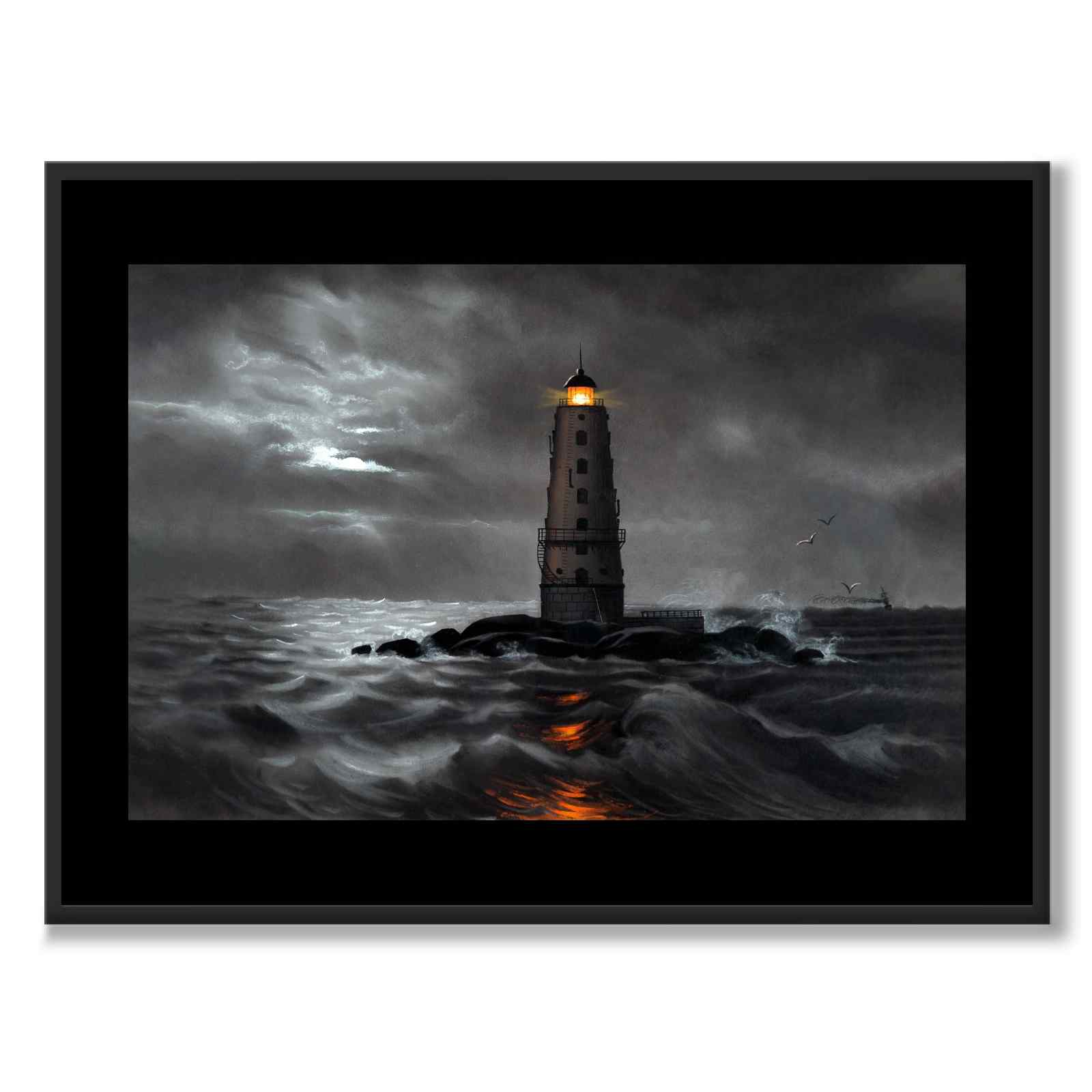 Black Collection - Beacon som svartvit poster från Historly – med svart bakgrund utan titel