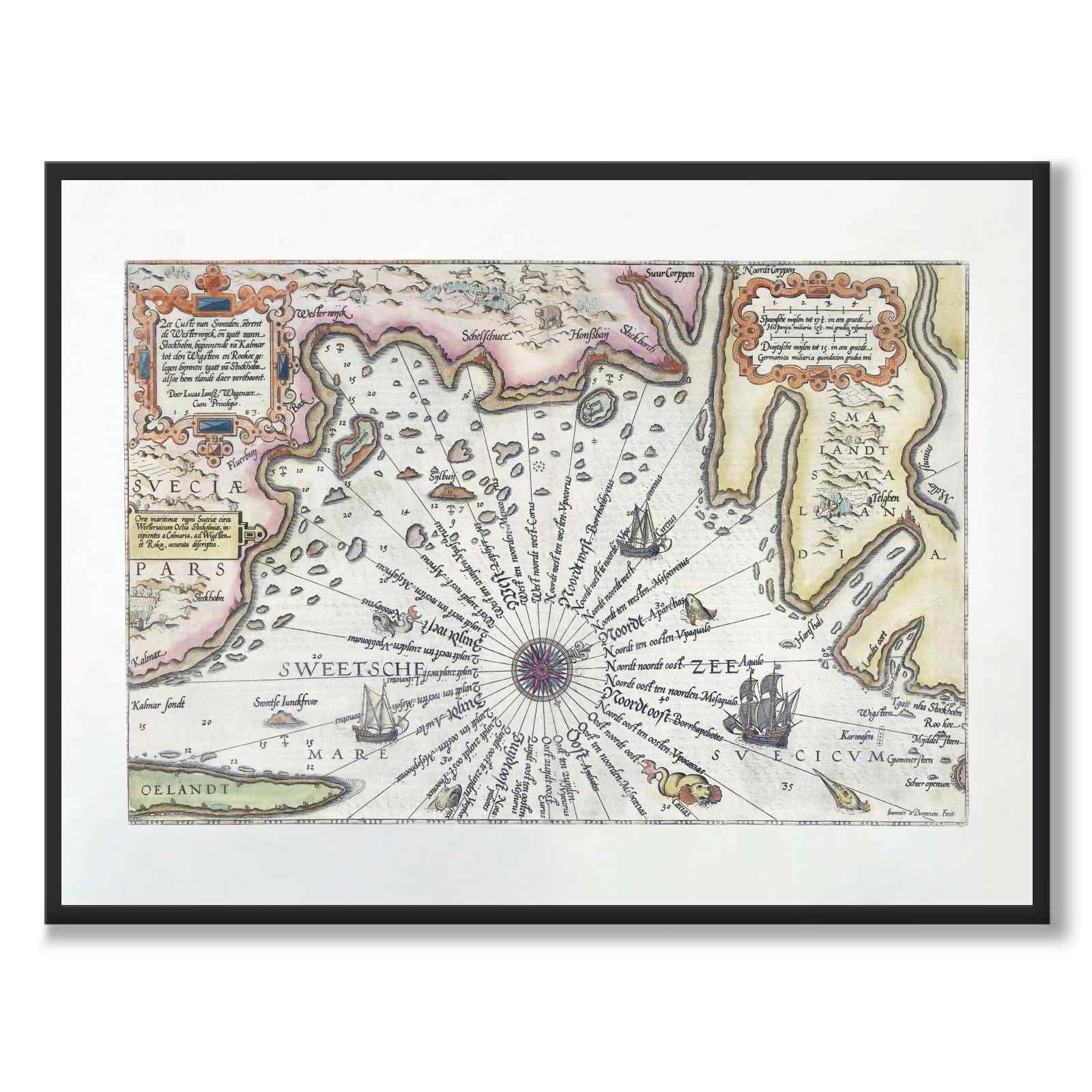 Swedish East Coast 1580 som historisk karta och poster från Historly – helbild utan vit kant