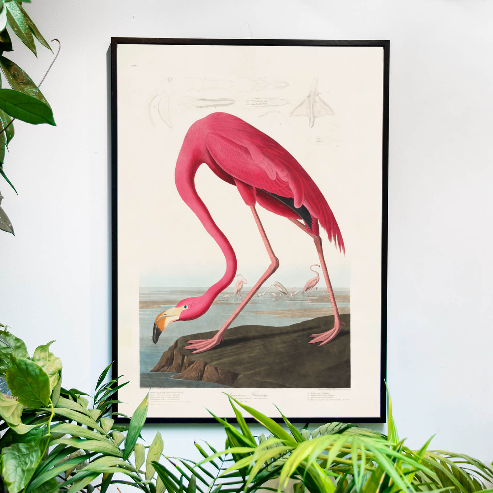 Flamingo som väggkonst i inspirerande inredningsmiljö