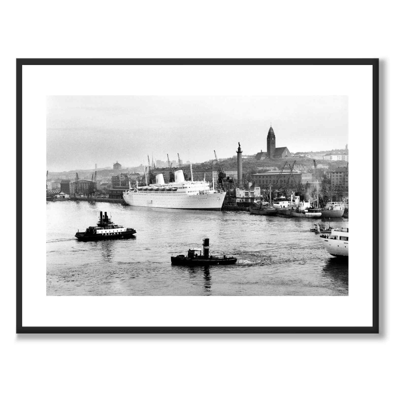 Port of Gothenburg 1950s som historisk Göteborgsposter från Historly – med vit kant utan titel
