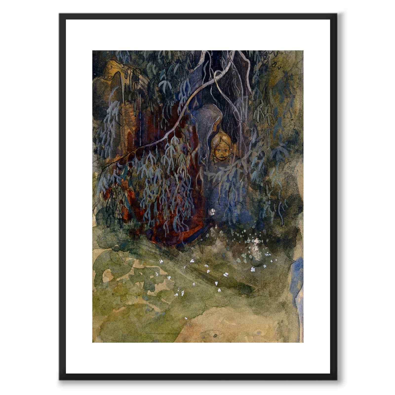 I Skogen av John Bauer som poster med nordisk mytologi och folktro från Historly – med vit kant utan titel