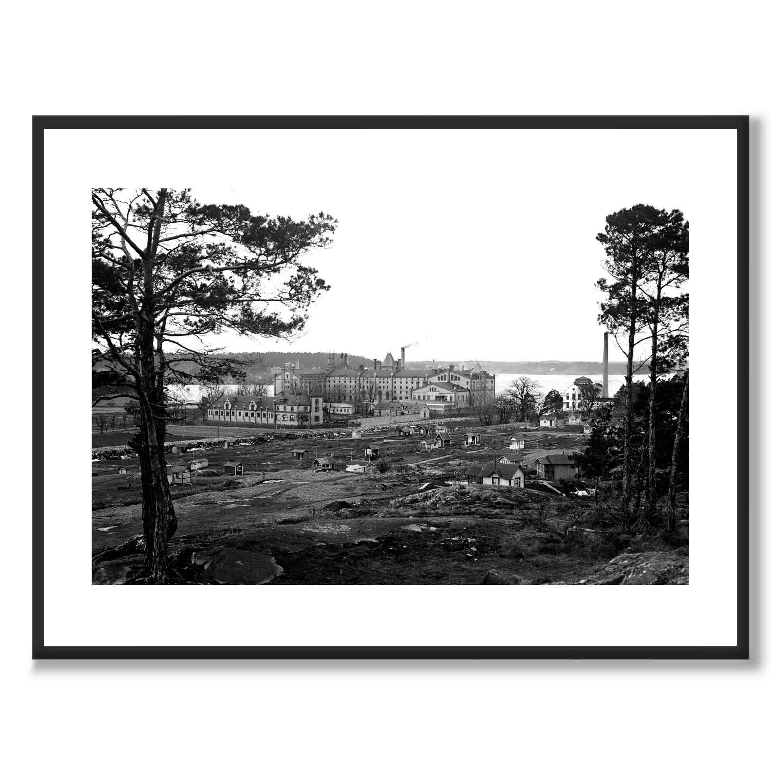 Hornsberg 1900 som historisk Stockholmsposter från Historly – med vit kant utan titel