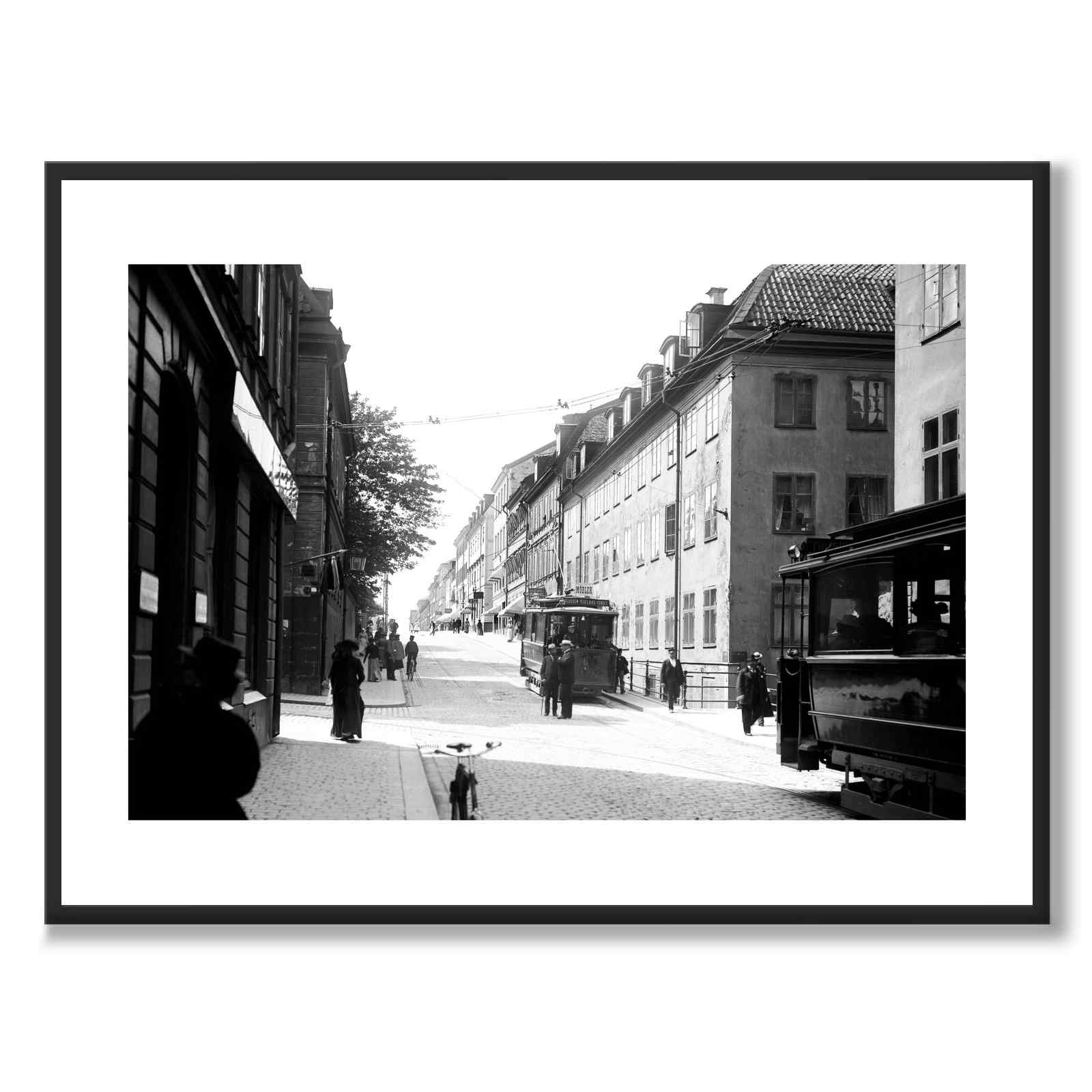 Hornsgatan 1904 som historisk Stockholmsposter från Historly – med vit kant utan titel