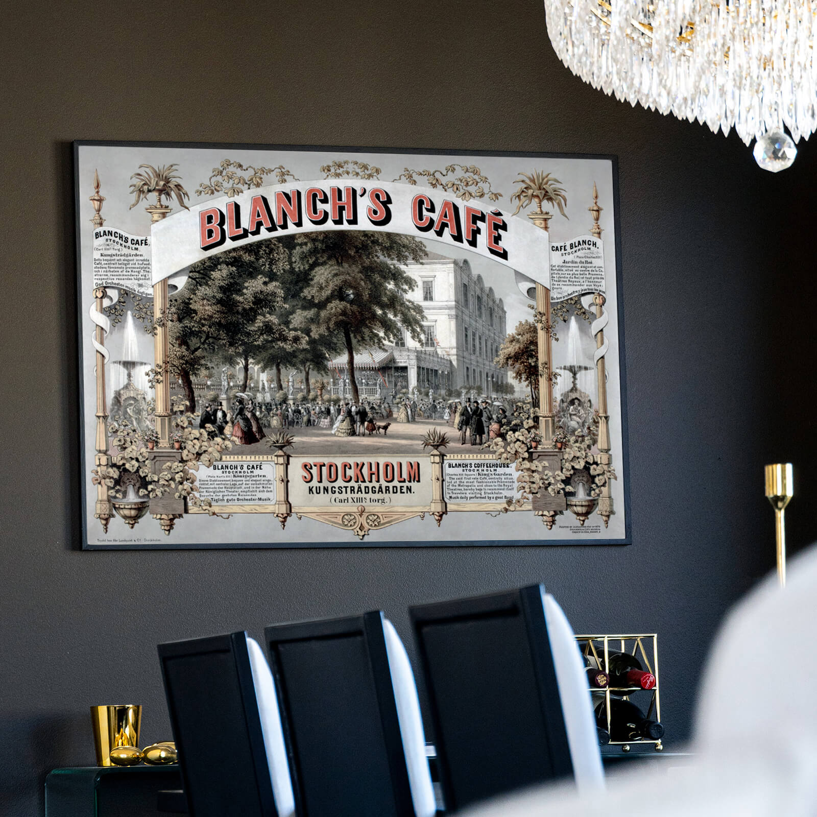 Blanch's Café som väggkonst i inspirerande inredningsmiljö